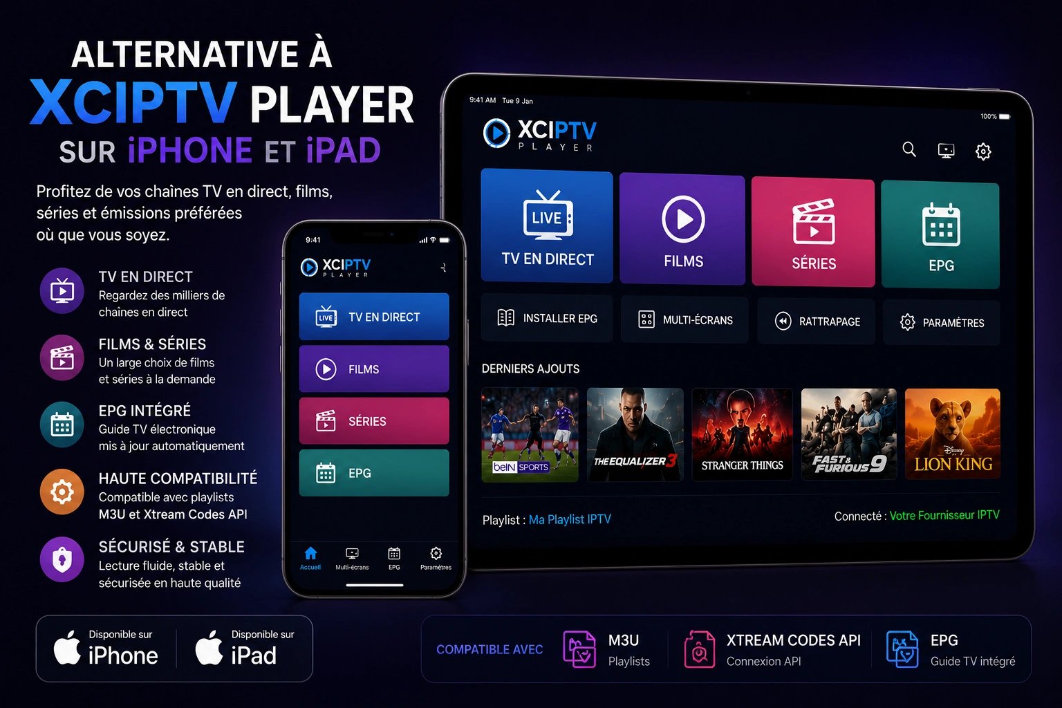 Alternative à XCIPTV Player sur iPhone et iPad