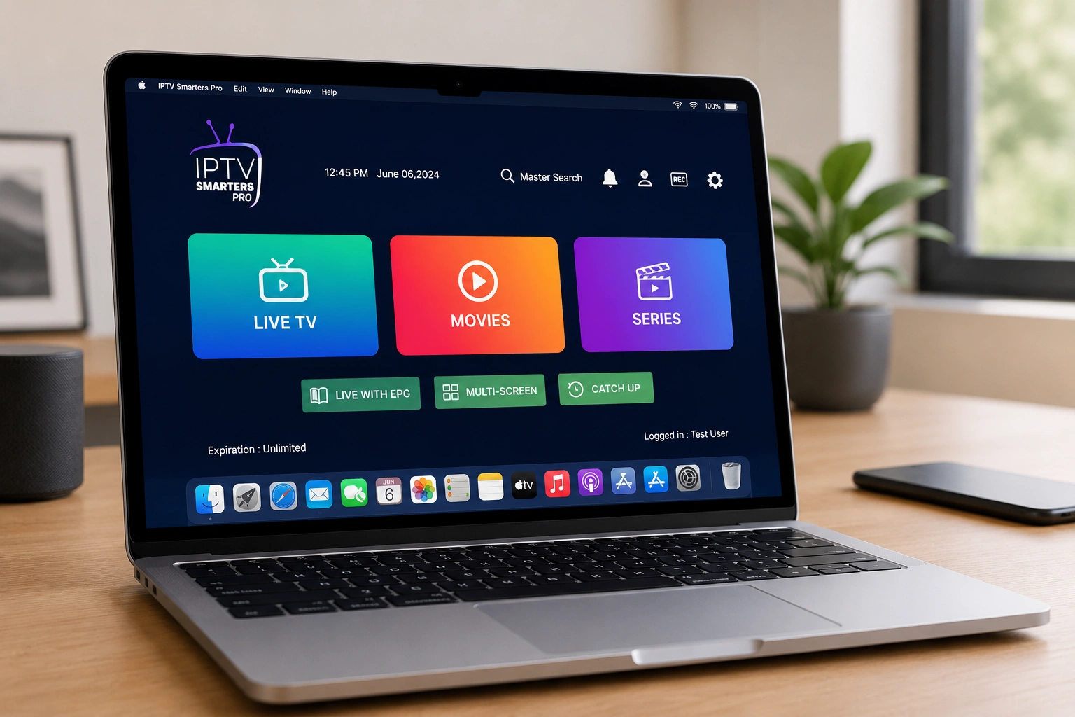 IPTV Smarters Pro Mac affiché sur un MacBook