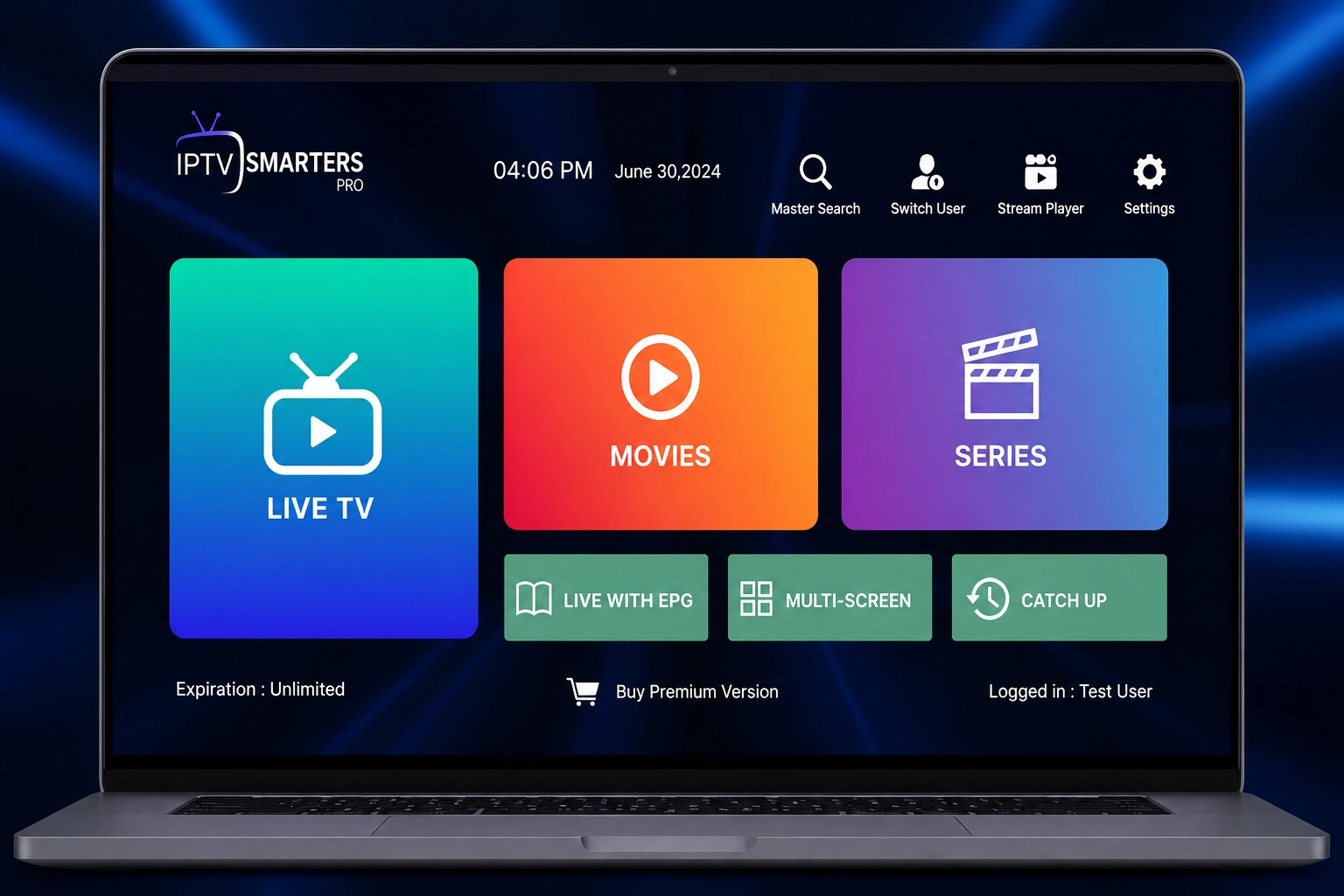 IPTV Smarters Pro Windows affiché sur un ordinateur Windows 11
