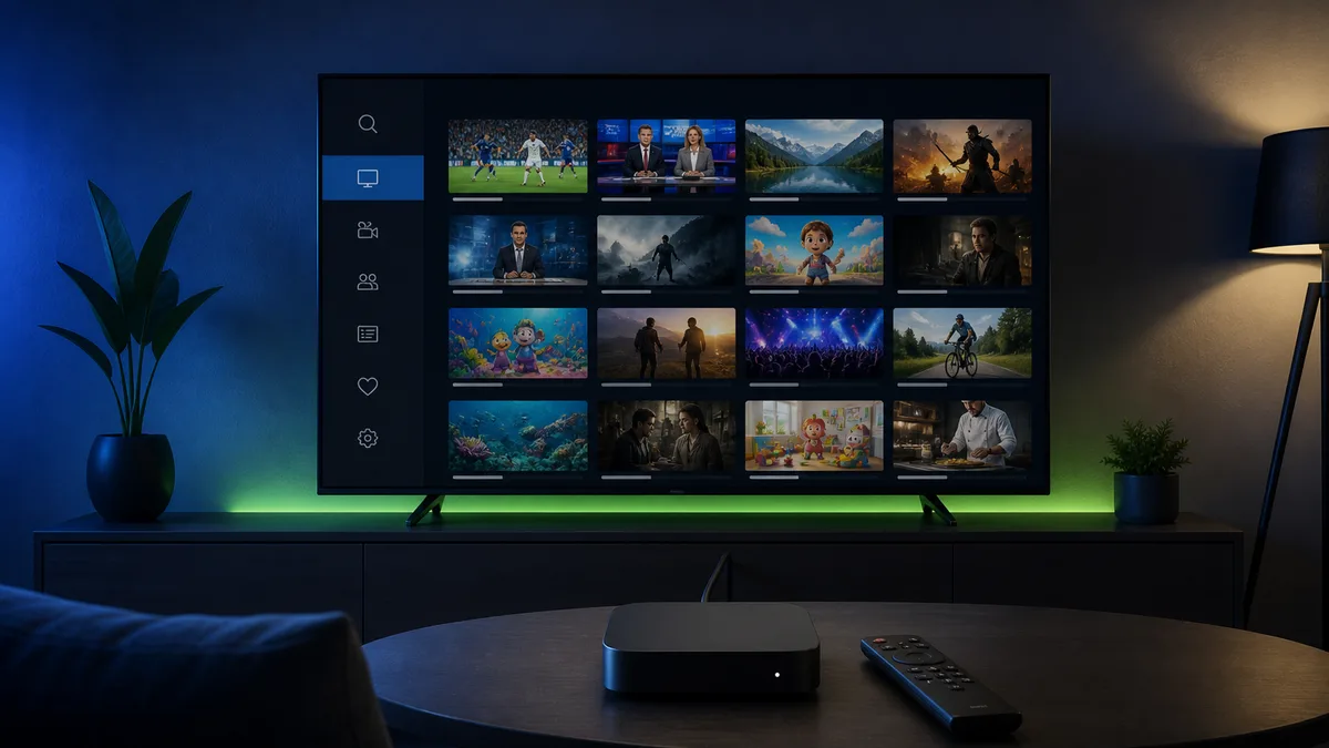 IPTV Nvidia Shield TV avec interface de chaînes